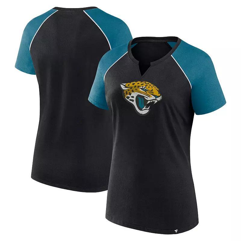 Womens Fanatics /Teal Jacksonville Jaguars Glittered Primary Raglan T-Shirt Product Image