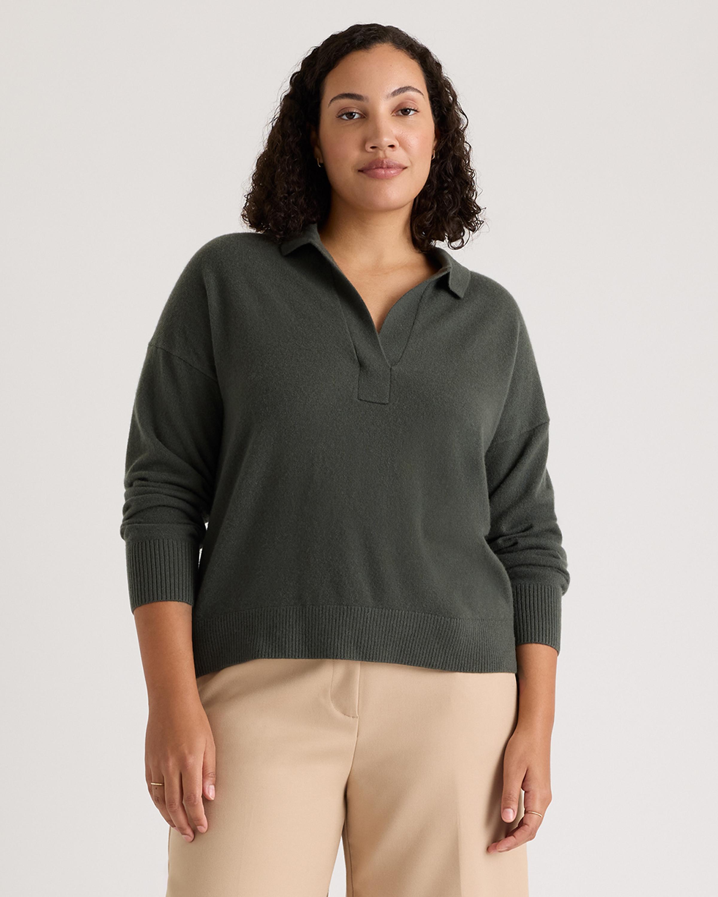 Women's Mongolian Cashmere Polo Sweater Product Image