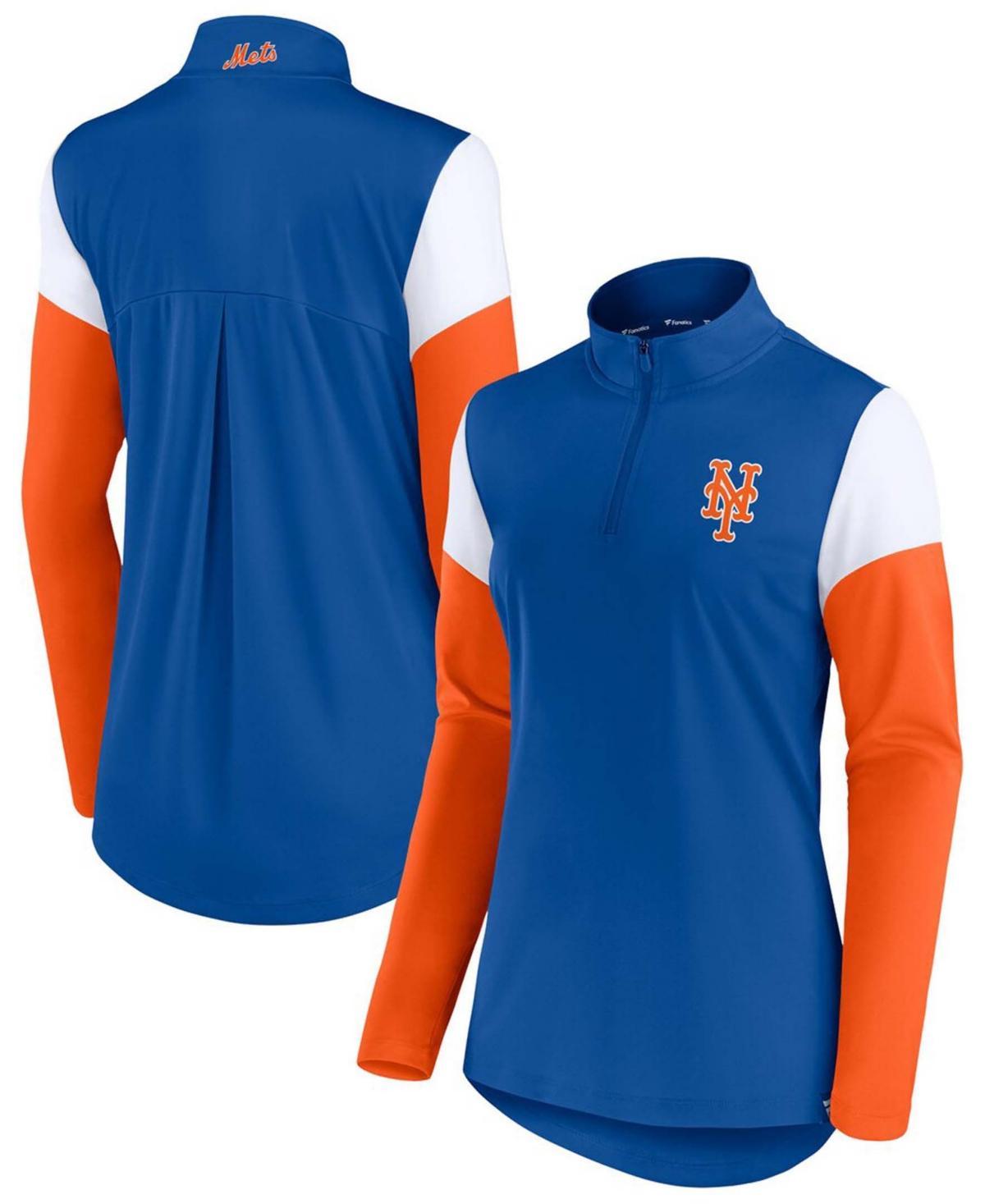 Womens Fanatics Branded Royal/Orange New York Mets Authentic Fleece Quarter-Zip Jacket Product Image