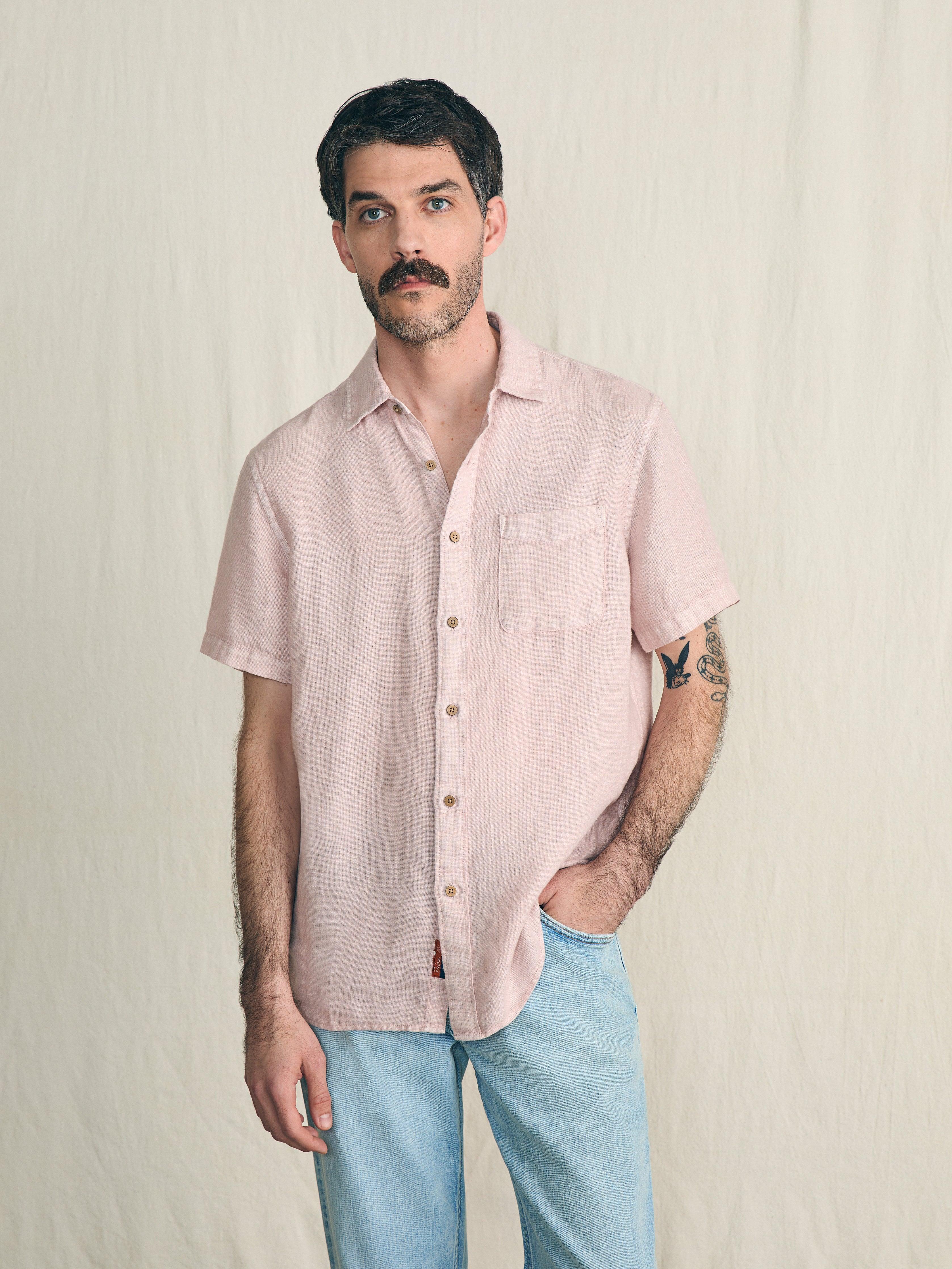 Short-Sleeve Palma Linen Shirt - Coastal Mauve Male Product Image