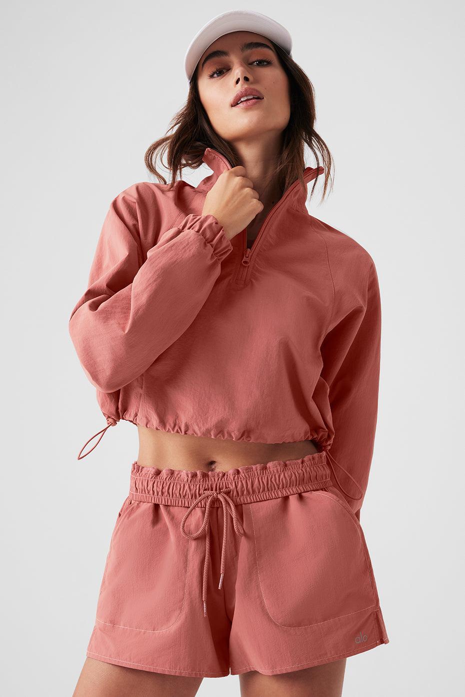 Cropped 1/4 Zip Alumni Pullover - Soft Terracotta Female Product Image