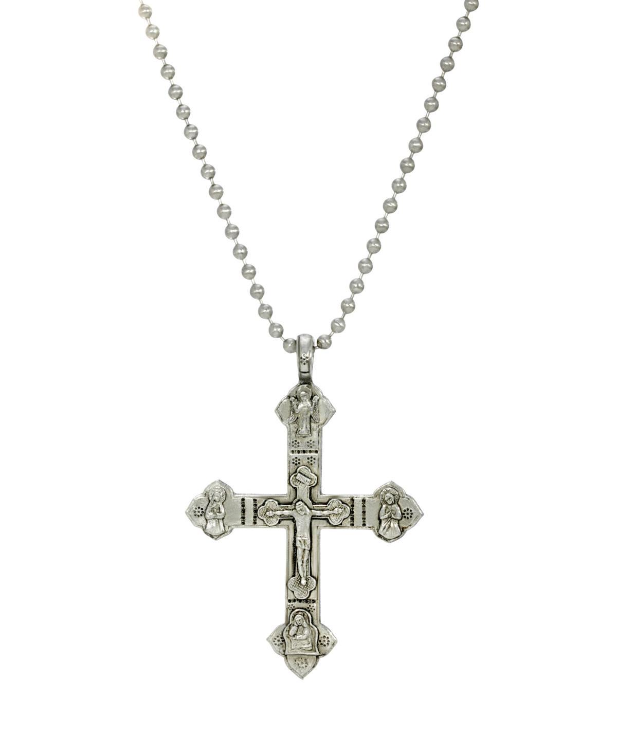 Mens Symbols of Faith Silver-tone Crucifix Necklace, Mens Product Image