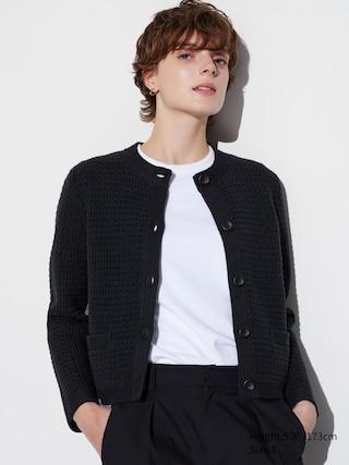 Womens Knitted Short Jacket Black Medium UNIQLO US Product Image