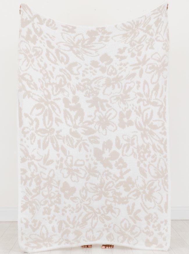 Make Me Believe Tan and Cream Floral Blanket Product Image