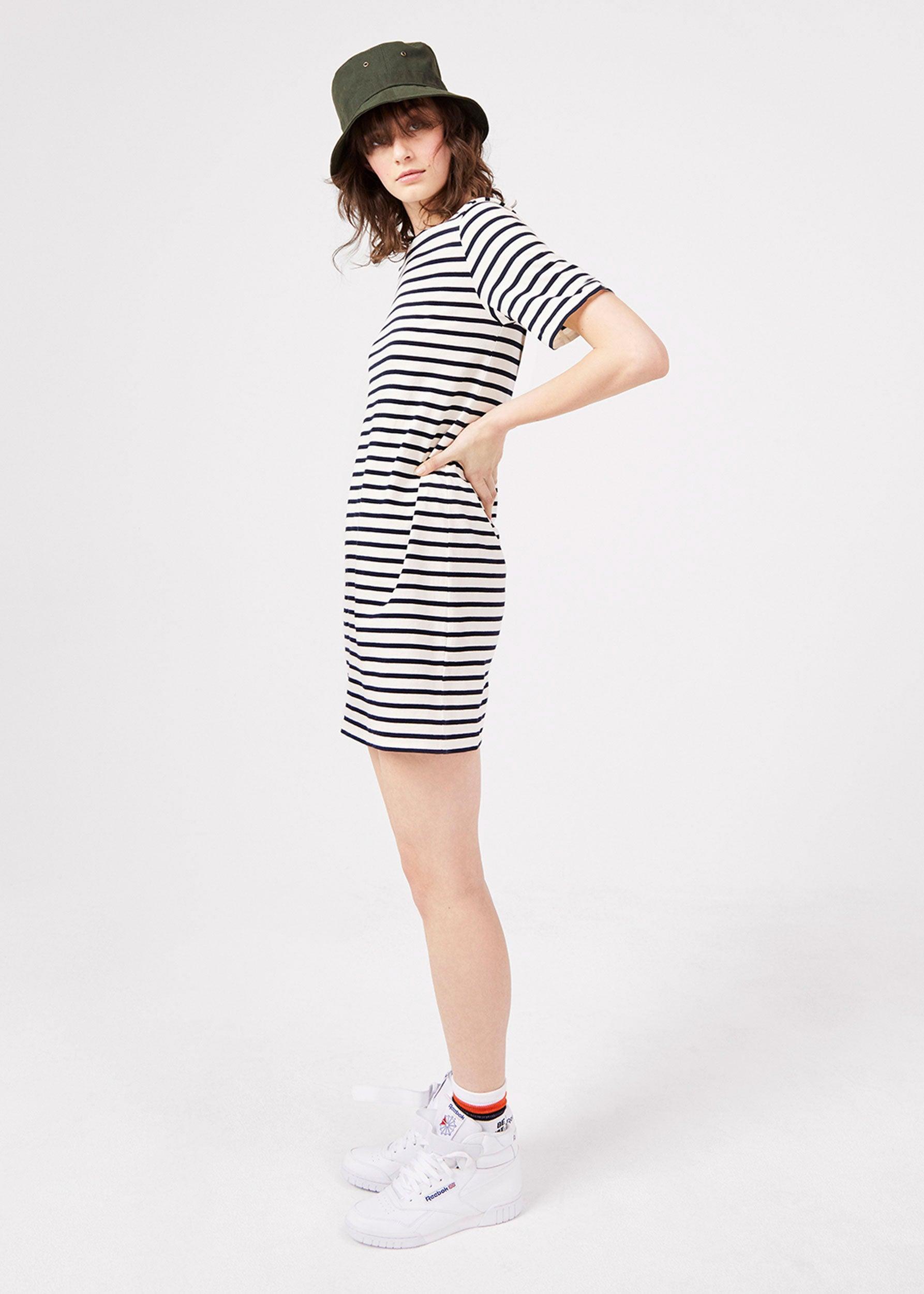 The Tee Dress - Cream/Navy Product Image