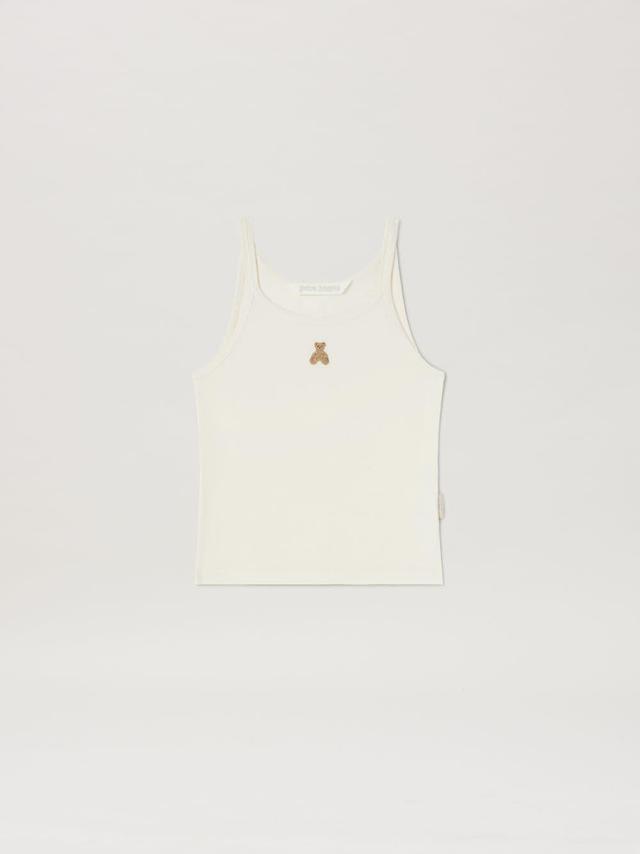 Bear In Mind Tank Top in white  - Palm Angels® Official  Product Image