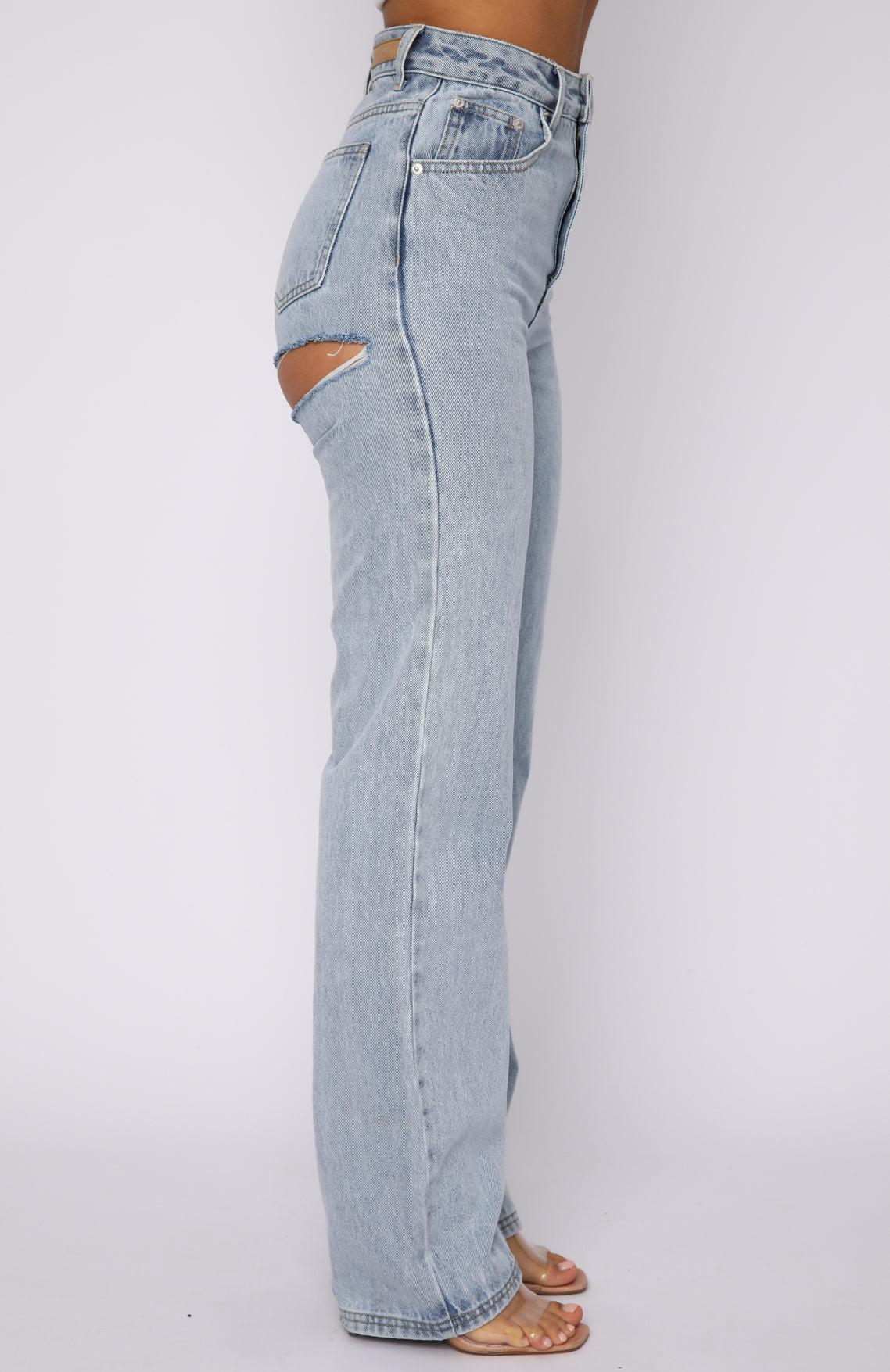 On Replay High Rise Straight Leg Jeans Ice Blue Product Image