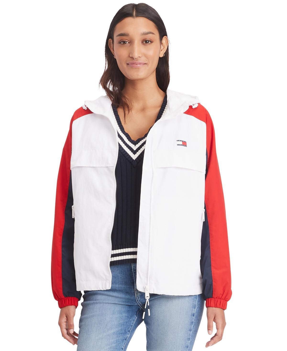 Tommy Jeans Womens Chicago Colorblocked Windbreaker Jacket - White product image