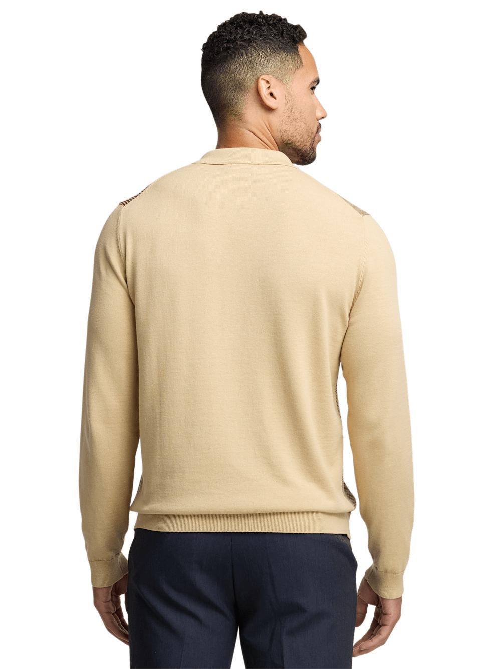 Cotton Full Zip Polo - Brown Product Image