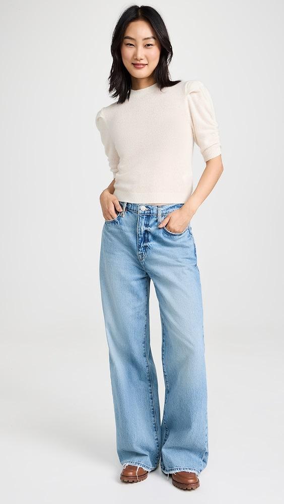 FRAME Ruched Sleeve Cashmere Sweater | Shopbop Product Image