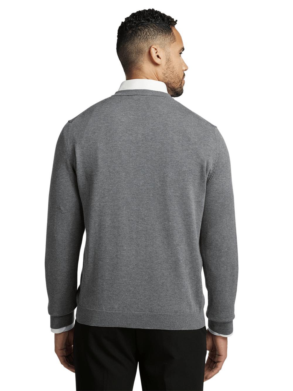 Supima Cotton V-neck Sweater - Medium Grey Product Image