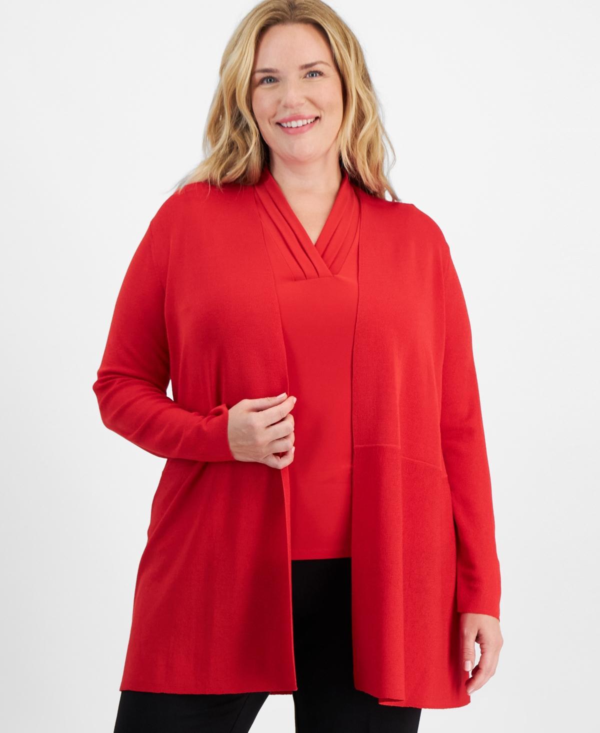 Anne Klein Plus Size Monterey Open-Front Cardigan Product Image