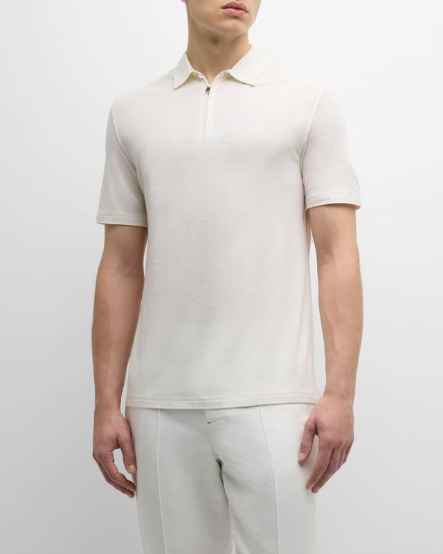 Mens Wool Quarter-Zip Polo Shirt Product Image