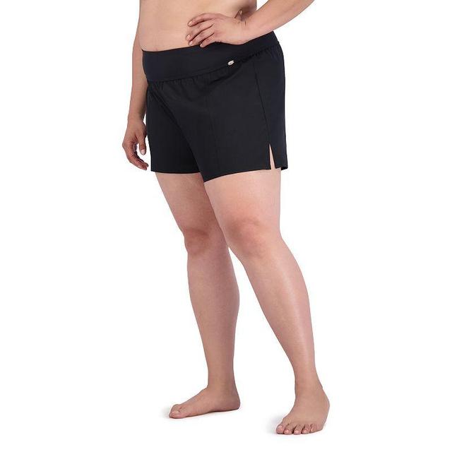 Plus Size ZeroXposur UPF 30+ High-Waisted Swim Shorts, Womens Liquorice Product Image