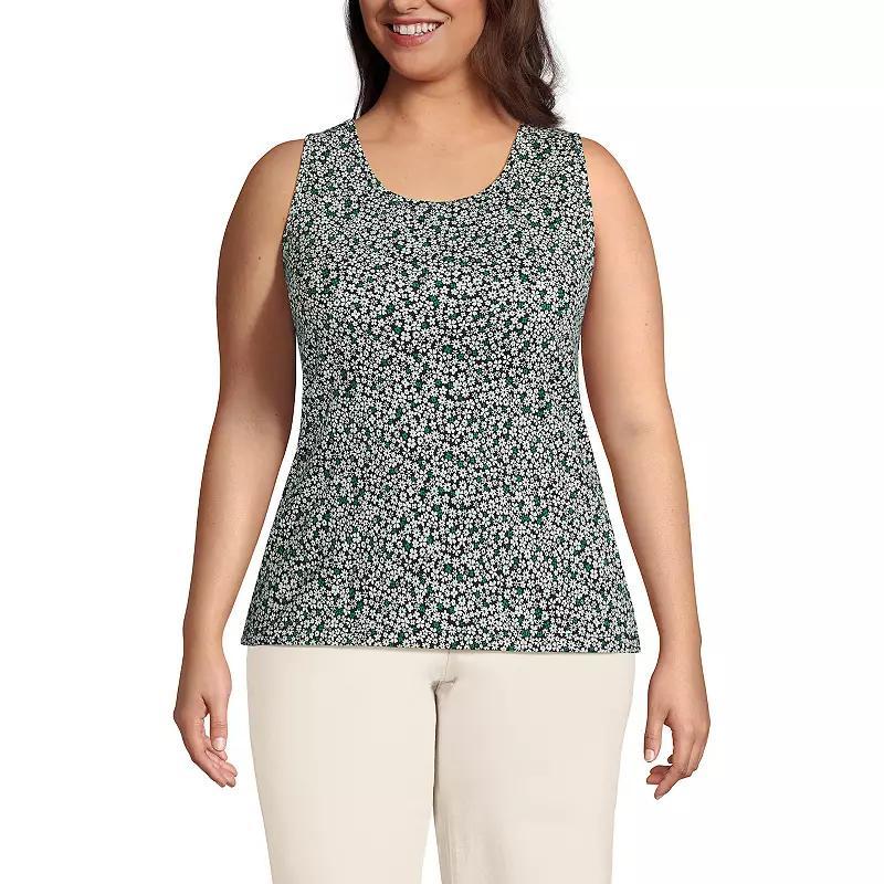 Plus Size Lands End Cotton Scoopneck Tank Top, Womens Bright Green Product Image