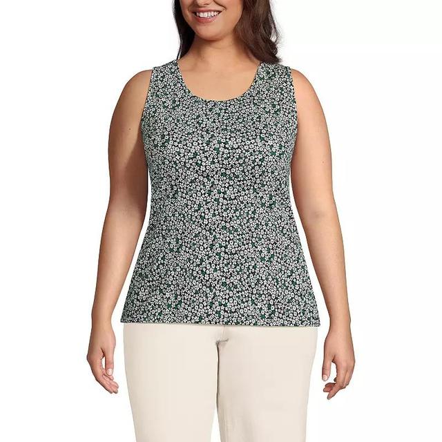 Plus Size Lands End Cotton Scoopneck Tank, Womens Blue Product Image