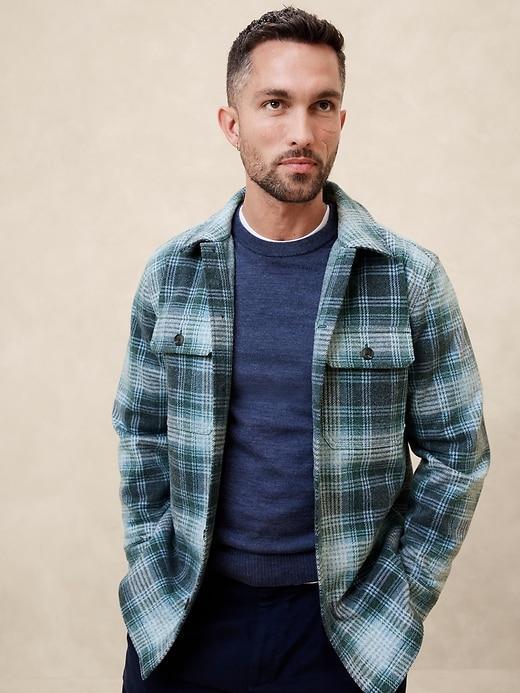 Melton Plaid Shirt Jacket Product Image