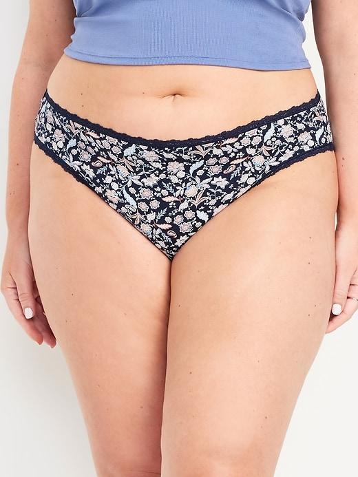 High-Waisted Lace-Trim Bikini Underwear Product Image