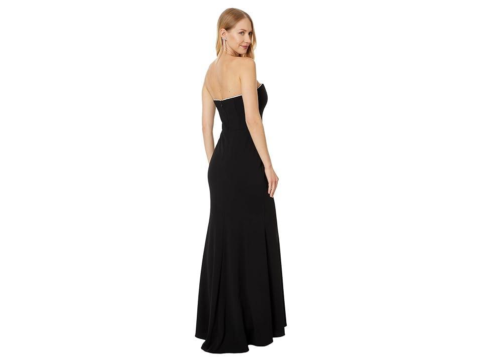 Betsy & Adam Long Strapless V-Neck Split Women's Dress Product Image