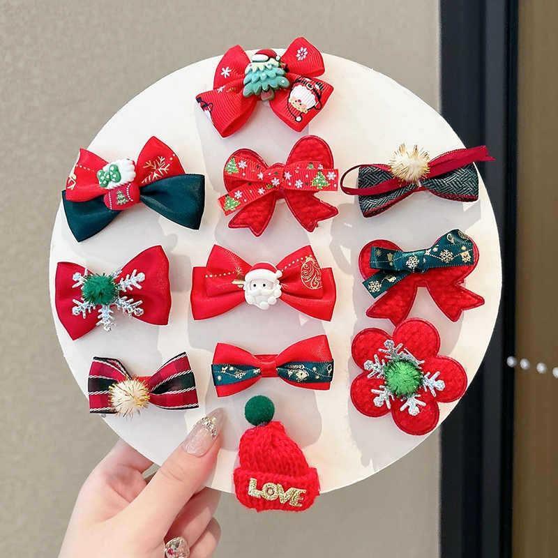 Set of 5: Christmas Bow / Floral / Beanie Hair Clip (Various Designs) Product Image