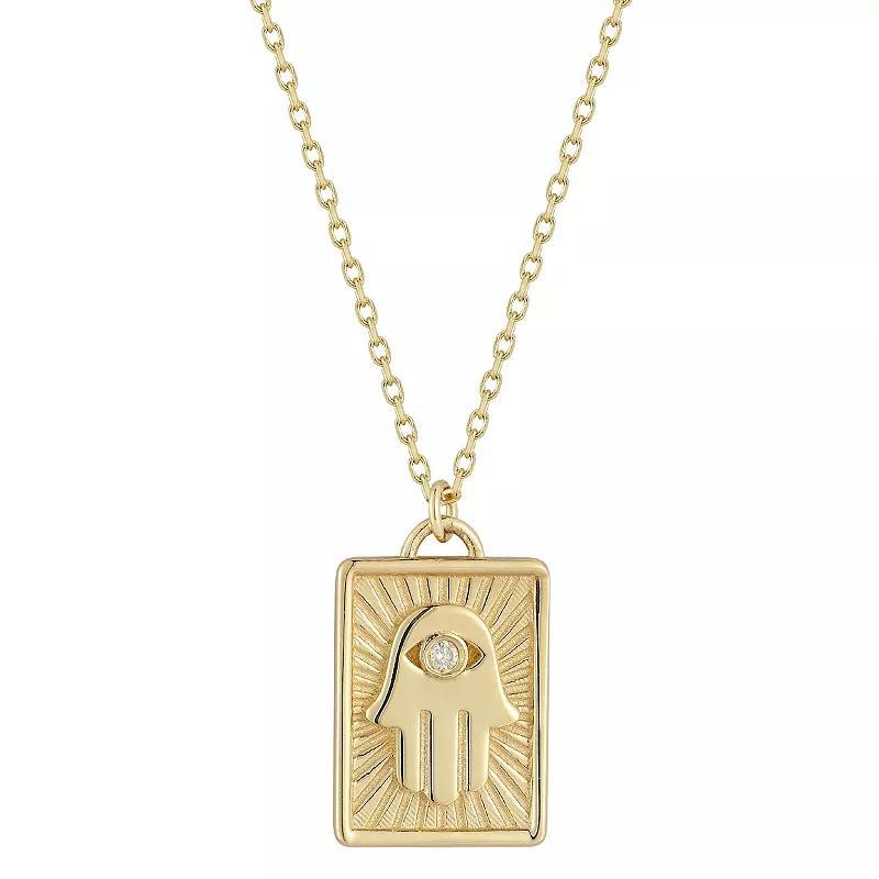 LUMINOR GOLD 14k Gold Hamsa Tag Diamond Accent Necklace, Womens Product Image