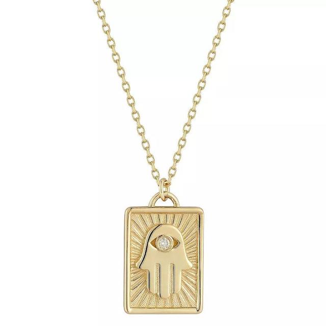 LUMINOR GOLD 14k Gold Hamsa Tag Diamond Accent Necklace, Womens Product Image