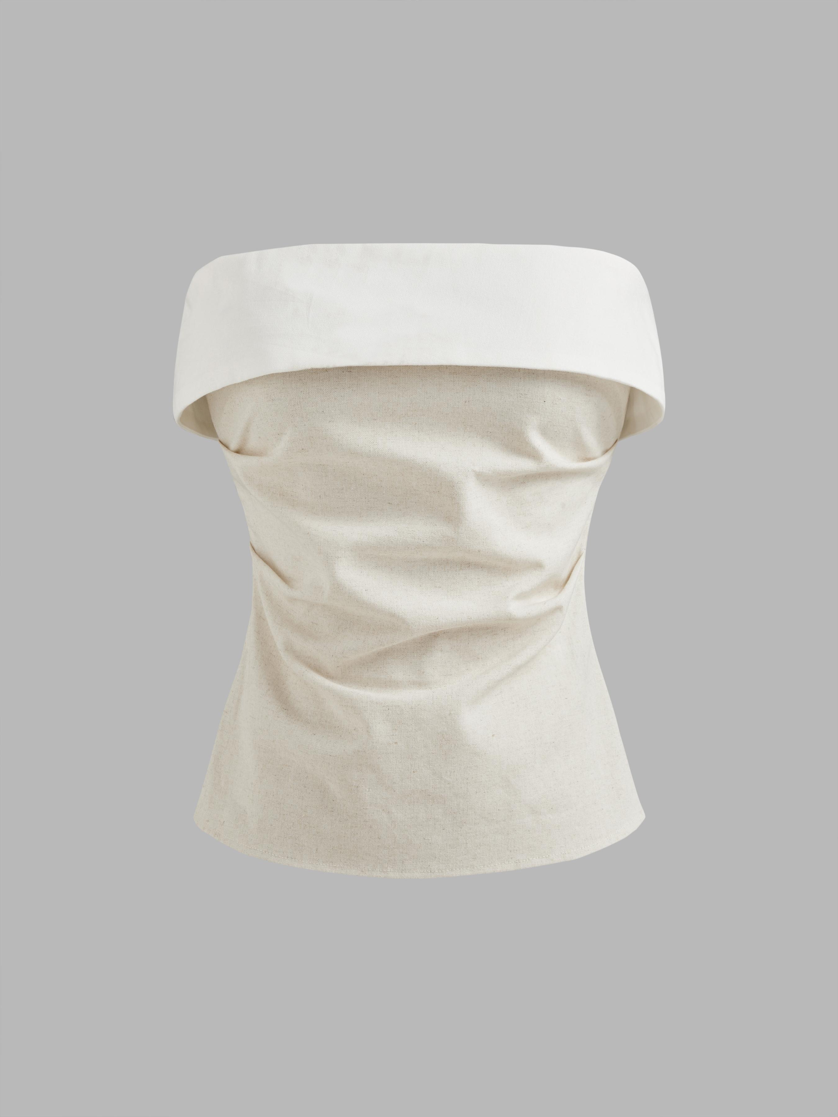 Linen-blend Solid Ruched Tube Top Product Image