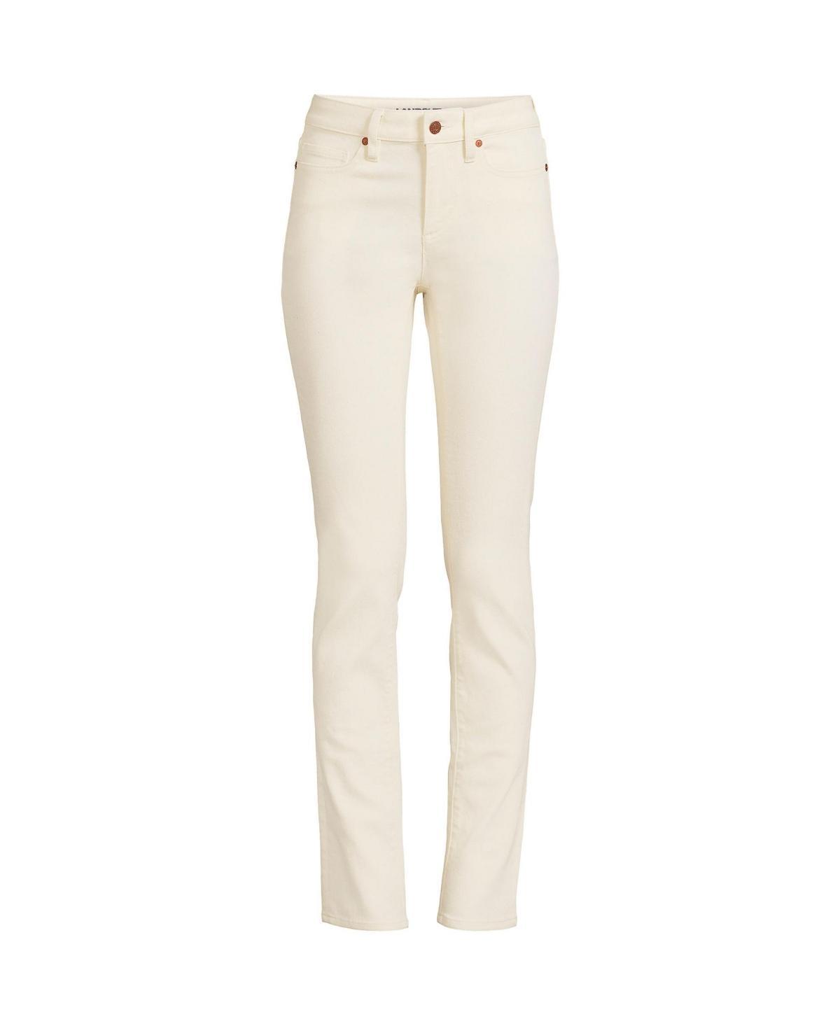 Womens Lands End Recycled Denim Mid-Rise Straight-Leg Jeans Product Image