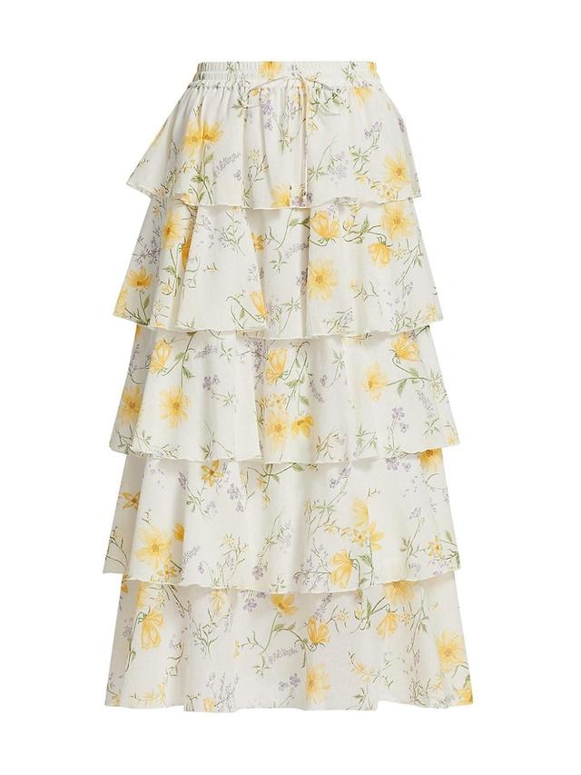 Womens Adaline Floral-Printed Tiered Midi Skirt Product Image