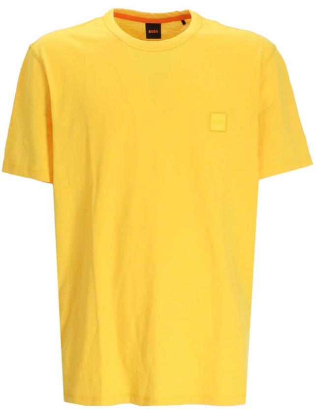 HUGO BOSS Logo-appliqué Cotton T-shirt In Yellow Product Image