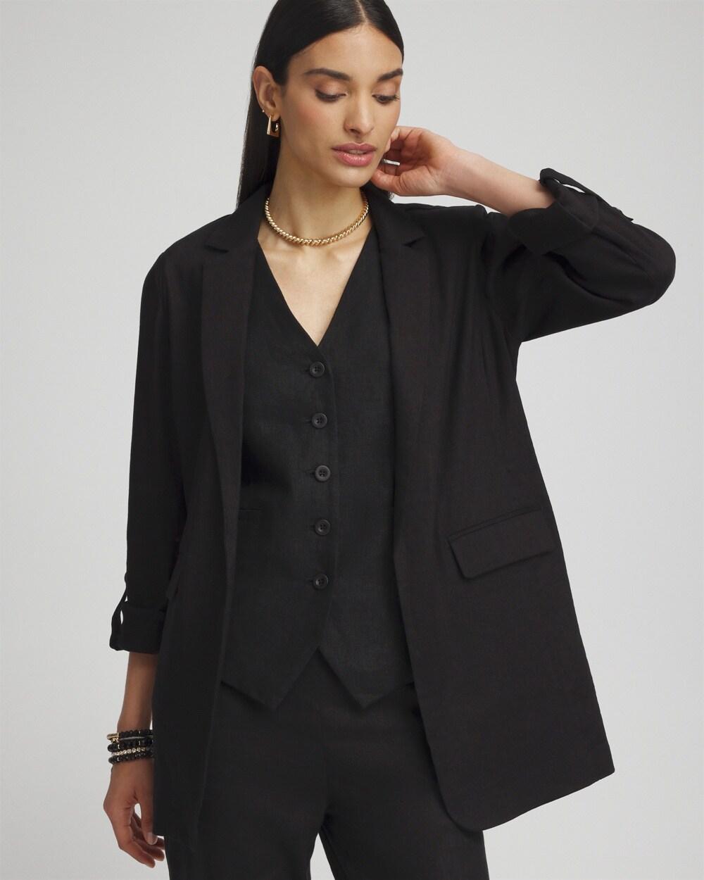 Women's Linen Blend Stretch Roll Tab Blazer product image