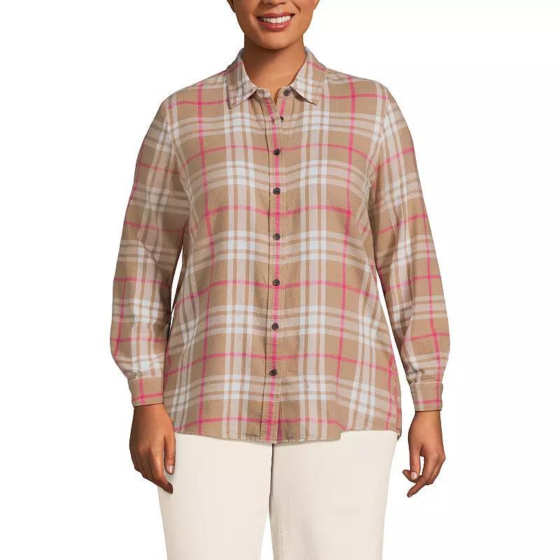 Plus Size Lands End Plaid Boyfriend Flannel Shirt, Womens Product Image