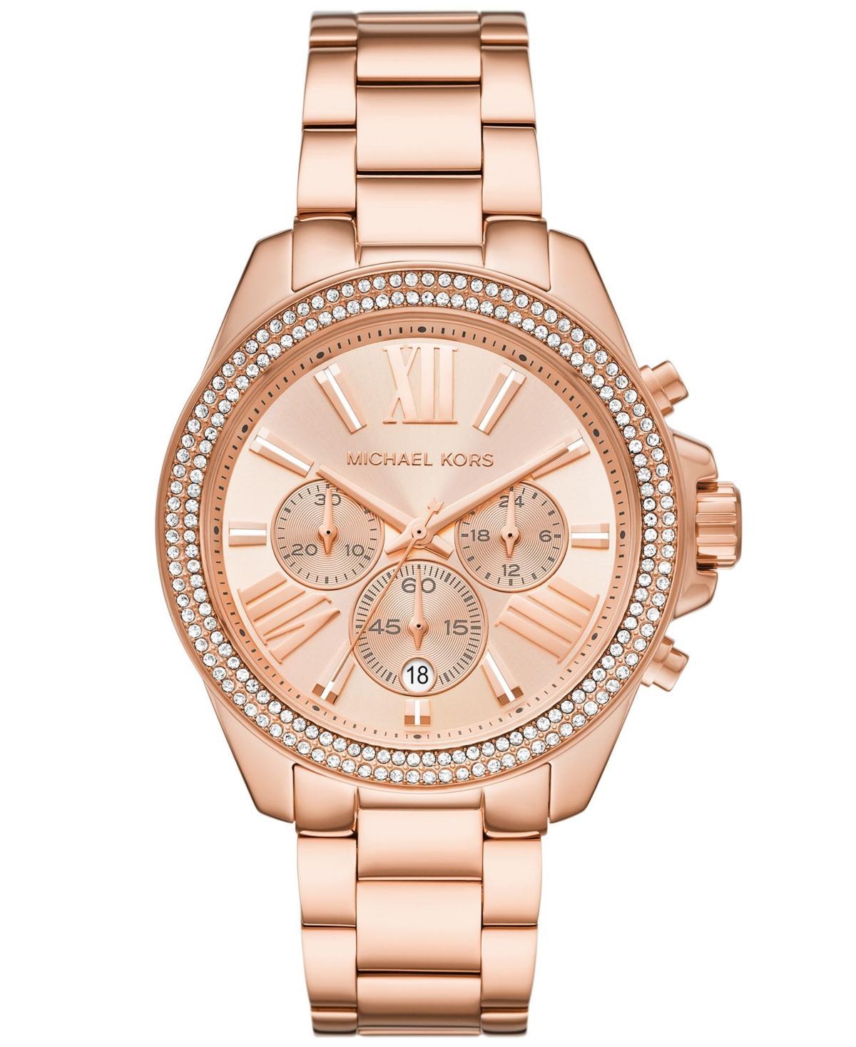 Michael Kors Womens Wren Chronograph Rose Gold-Tone Stainless Steel Watch 42mm Product Image