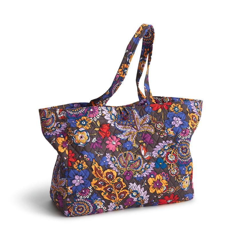 Vera Bradley Hathaway Tote Bag Women in Colorful Bouquet Brown/Purple Product Image