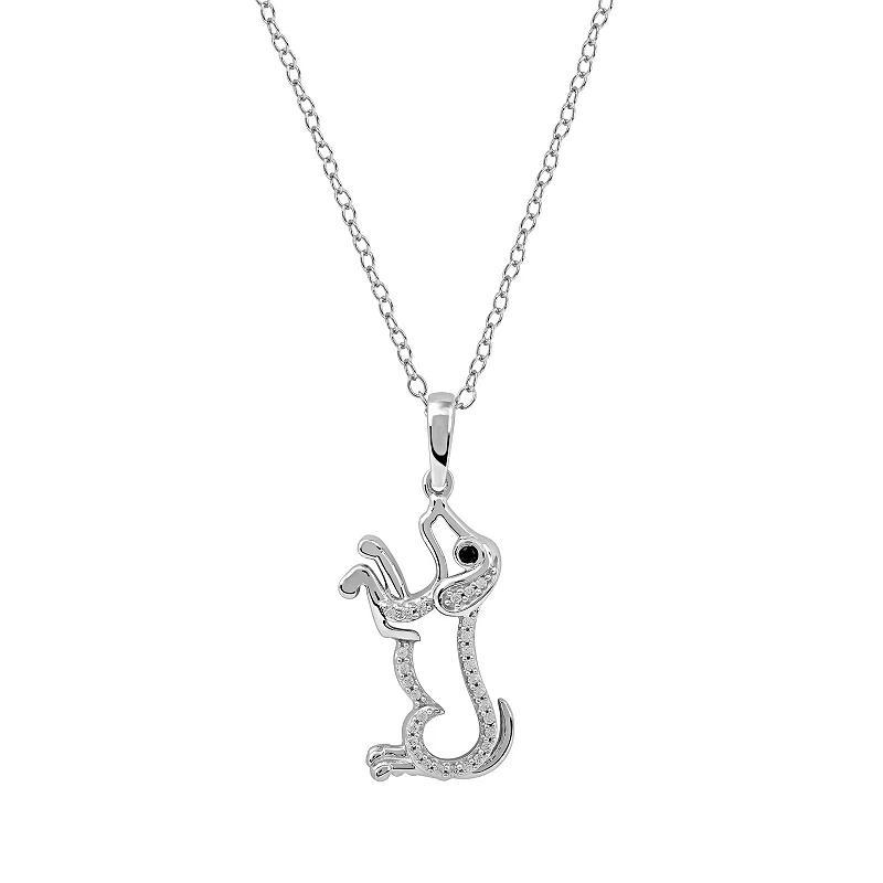 DeCouer Sterling Silver 1/10 Carat T.W. Diamond Dog Pendant Necklace, Womens Silver Tone Product Image