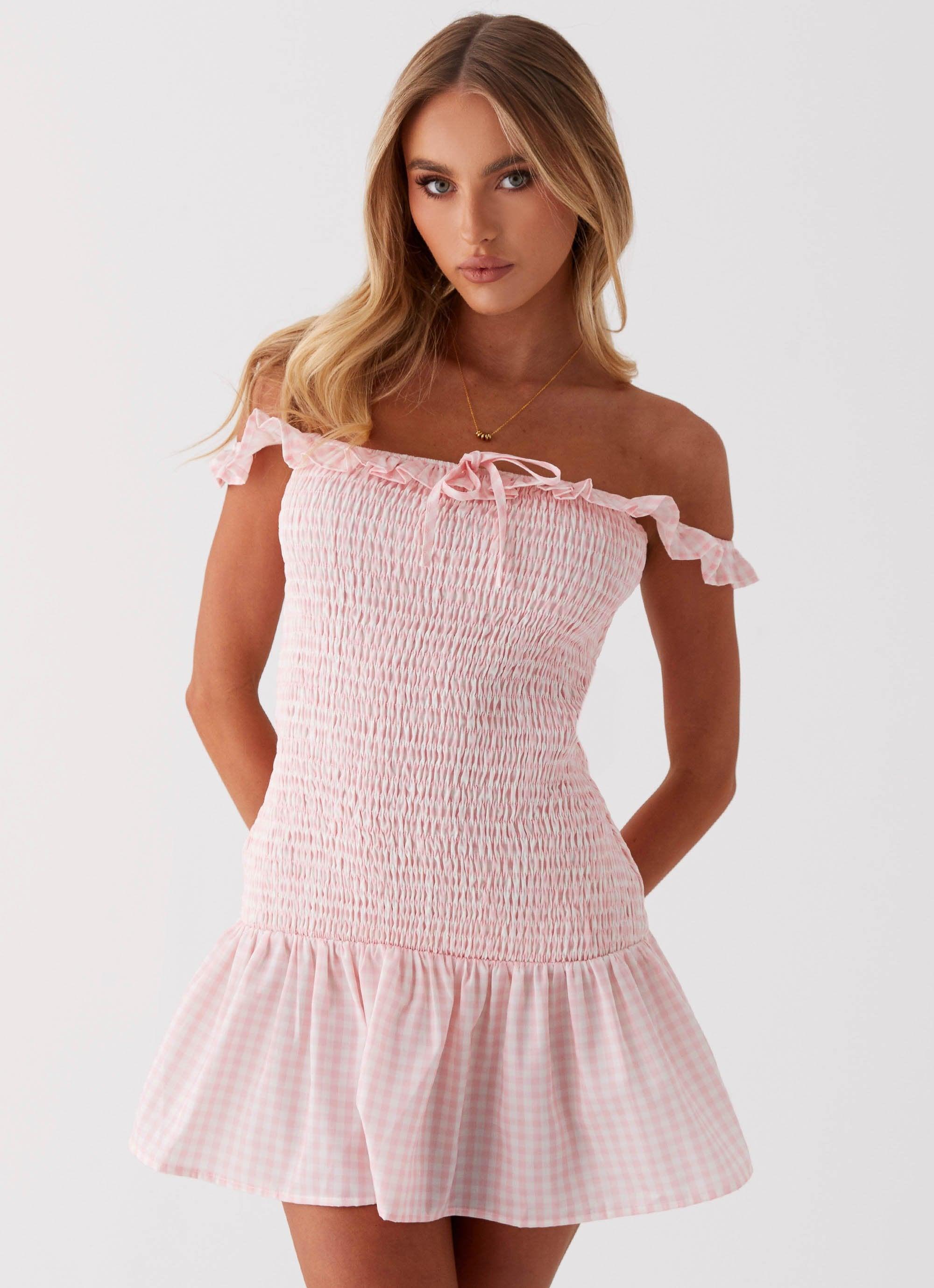 Anica Mini Dress - Pink Gingham Product Image