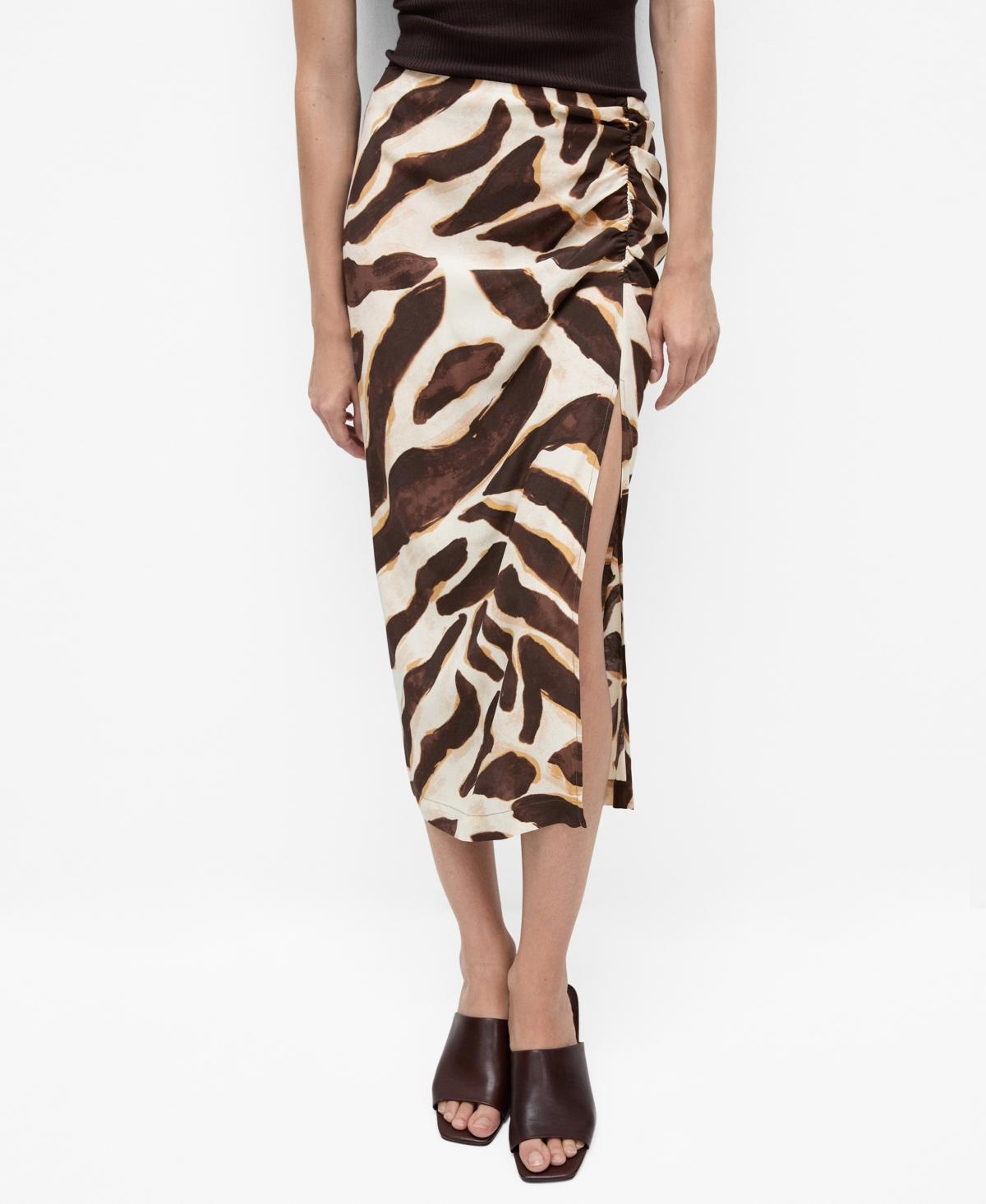 Mango Womens Animal-Print Draped Skirt Product Image