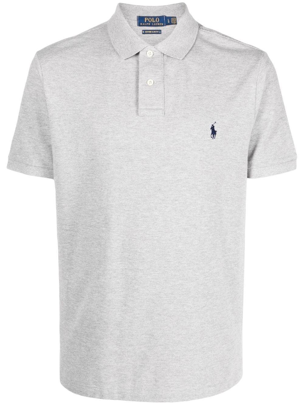 Cotton-linen Polo Shirt In Grey Product Image