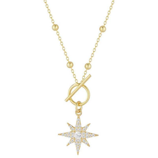 Sunkissed Sterling 14k Gold Over Silver Cubic Zirconia North Star Toggle Necklace, Womens, Gold Tone Product Image