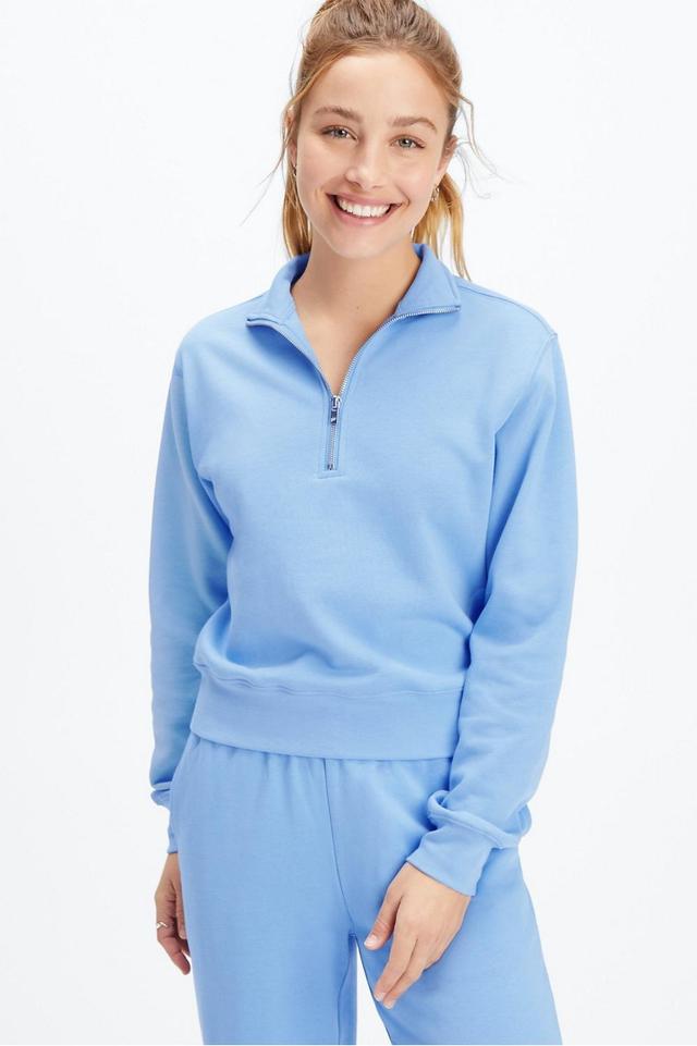 Fabletics Lightweight Go-To Half Zip Sweatshirt Womens blue Size S Product Image