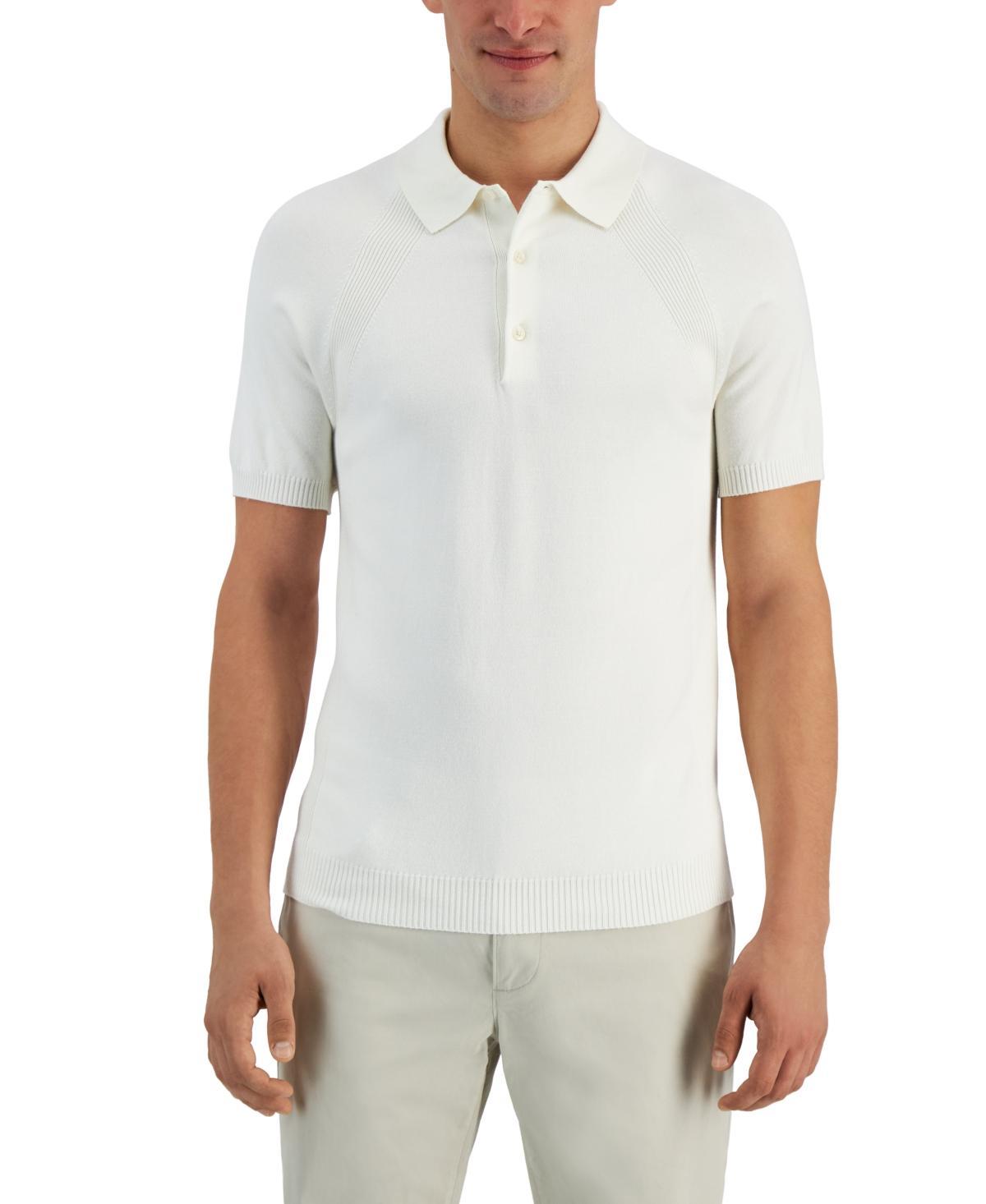 Alfani Mens Ribbed Raglan Sweater-Knit Polo Shirt, Created for Macys Product Image