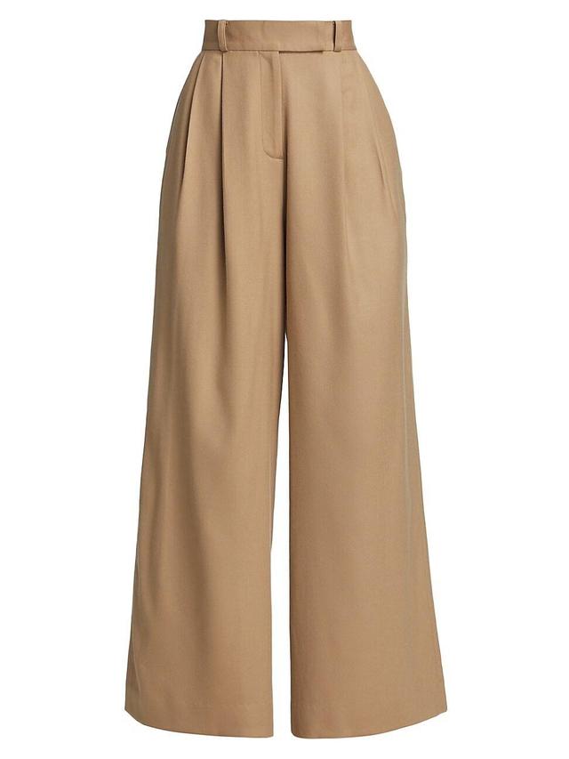 Womens Pleated Wool Wide-Leg Pants Product Image