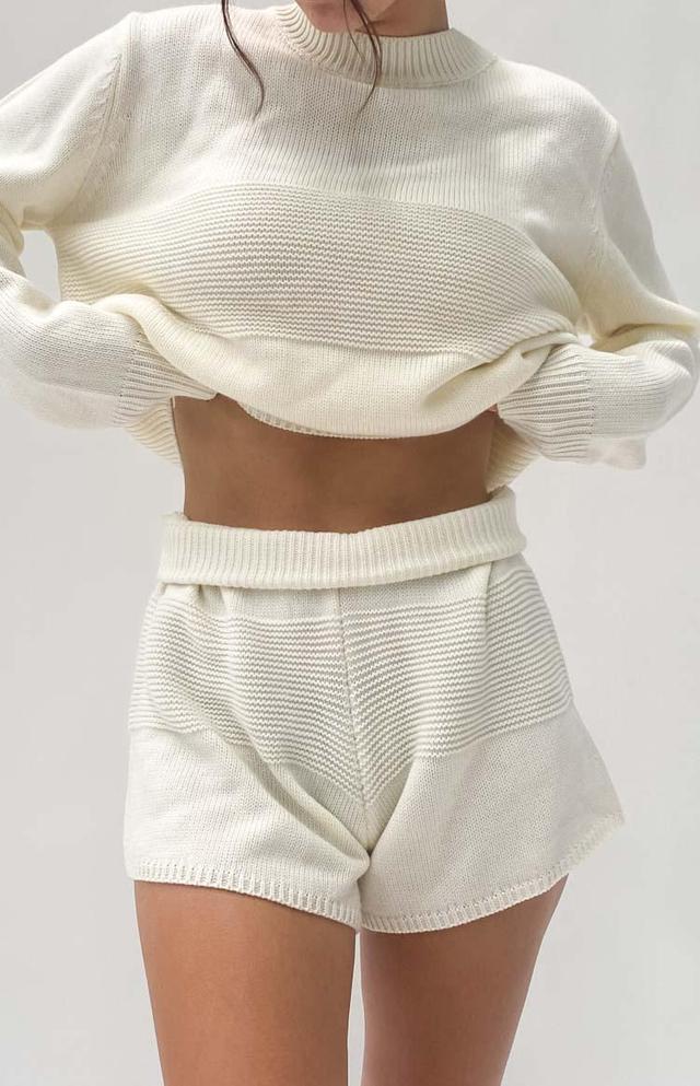 Winslee White Knit Shorts Product Image