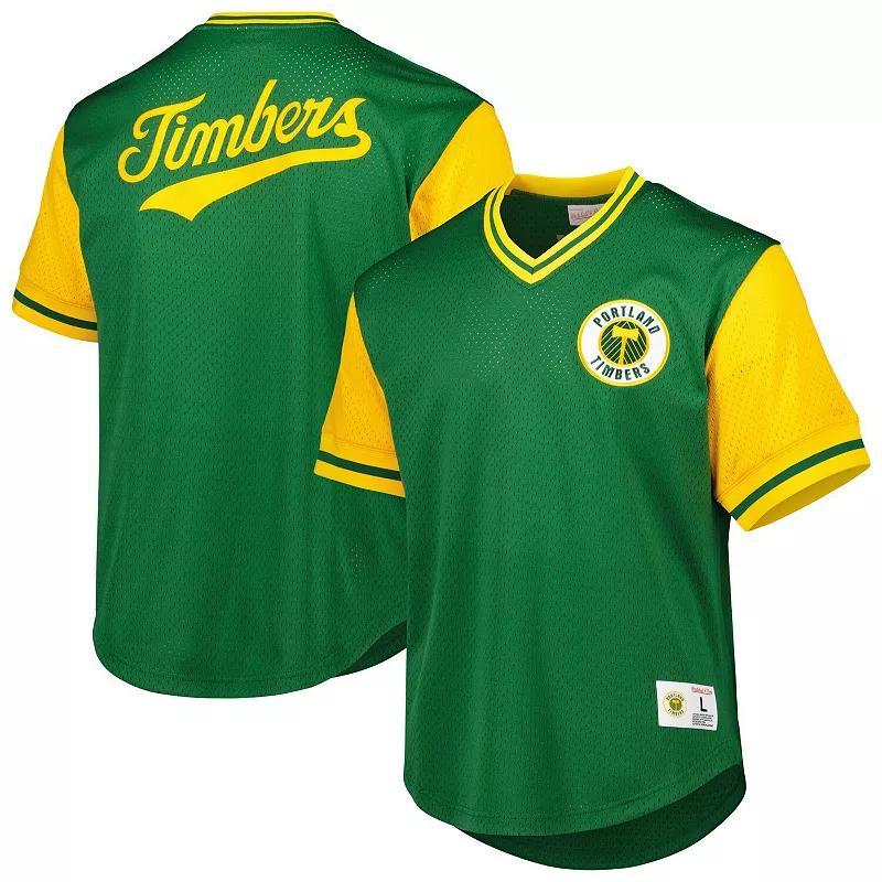 Mens Mitchell & Ness Portland Timbers Mesh V-Neck T-Shirt Product Image