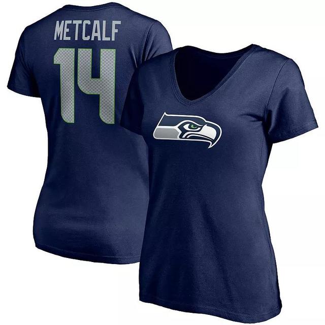 Womens Fanatics Branded DK Metcalf College Seattle Seahawks Player Icon Name & Number V-Neck T-Shirt Blue Product Image