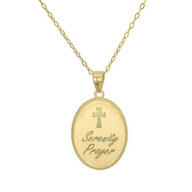 Forever 14K 14k Gold Serenity Prayer Script Pendant Necklace, Womens, Yellow Product Image