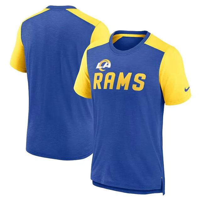 Mens Nike Heathered Royal/Heathered Gold Los Angeles Rams Color Block Team Name T-Shirt Product Image