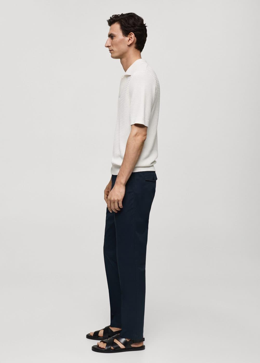 Mango Mens Regular Fit Structure Cotton Trousers Product Image