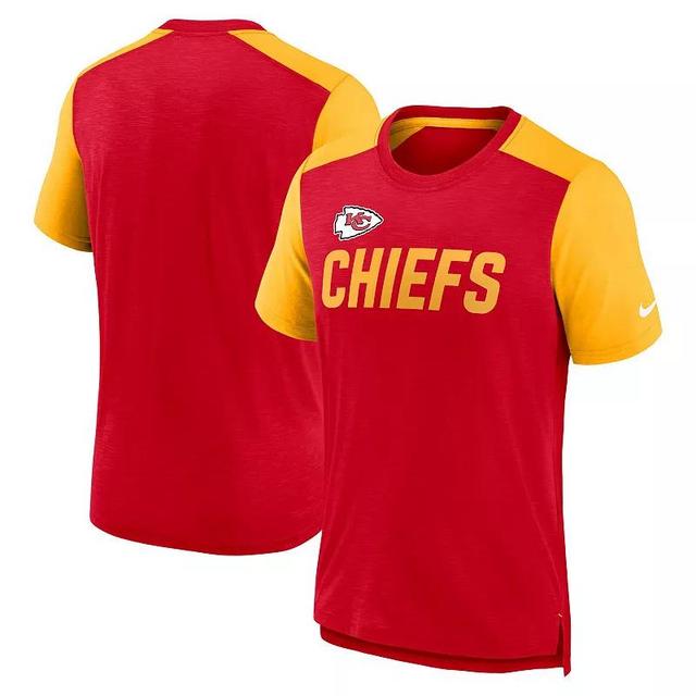 Mens Nike Heathered /Heathered Gold Kansas City Chiefs Color Block Team Name T-Shirt Product Image