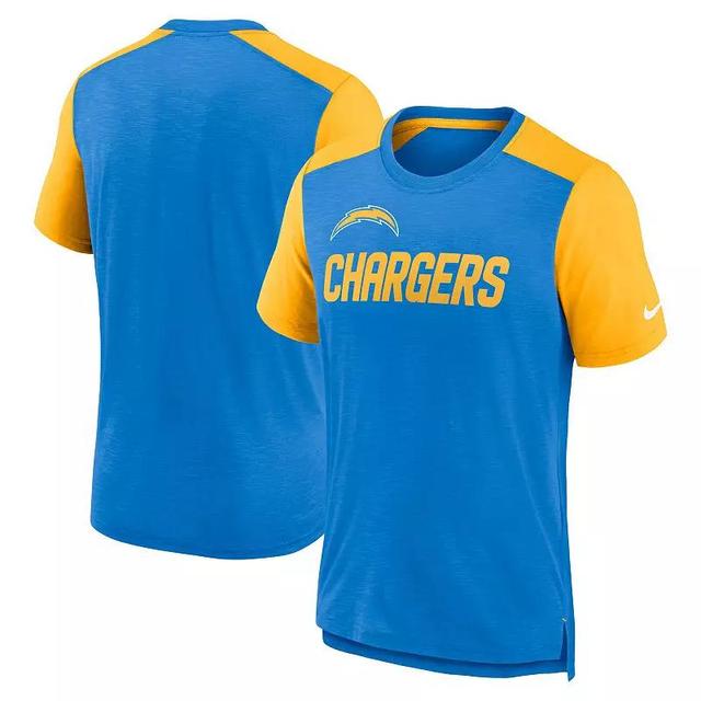 Mens Nike Heathered /Heathered Orange Denver Broncos Color Block Team Name T-Shirt Blue Product Image